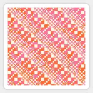 Checked, Checks in Pink, Orange and Cream Sticker